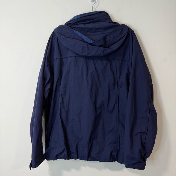 L.L.Bean Men's Storm Chaser Shell Jacket Raincoat Navy Blue Medium Hooded - Picture 4 of 6